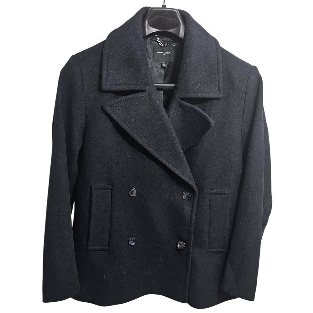 Banana Republic The Perfect Peacoat Dark Navy Wool Blend‎ Jacket Mens Large L